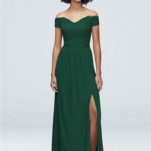 David’s Bridal Off The Shoulder Lace Mesh Bridesmaids Dress